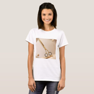 Golden Hair Stylist Scissors Beauty Salon Hairdres T-Shirt