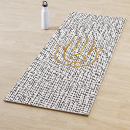 Golden Hamsa Handzeichen auf schwarzem Muster Yogamatte
