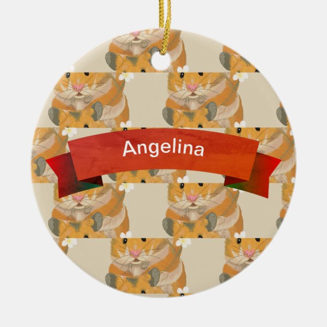 Golden Hamster Muster personalisiert Keramikornament (Vorne)