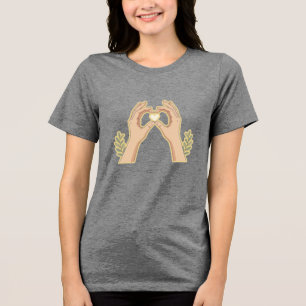 Golden Hands Herz – Süße familienfreundliche Carto Tri-Blend Shirt