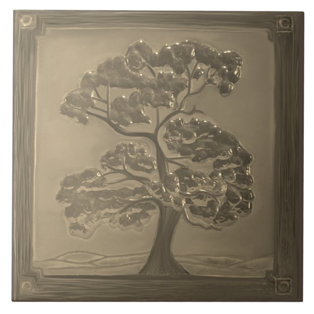 Golden Handwerker Oak Tree Keramik Tile Fliese (Vorderseite)