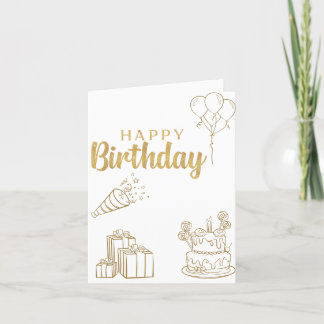 Golden Happy Birthday Card Dankeskarte