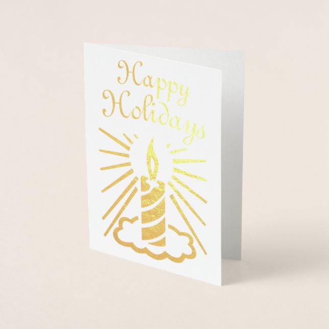 Golden Happy Holidays Candle Folienkarte (Vorderseite)