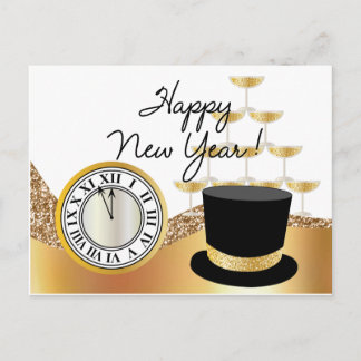 Golden Happy New Year  Postcard Postkarte