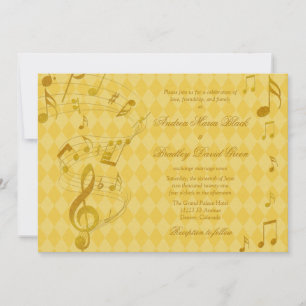 Golden Harlequin Musiknotens Hochzeit Einladung