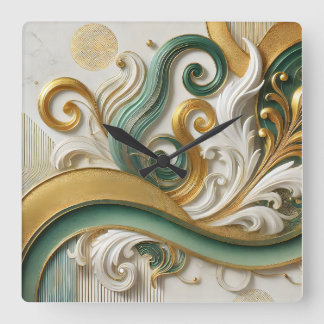 Golden Harmony Swirl - Elegante Abstrakte Uhr