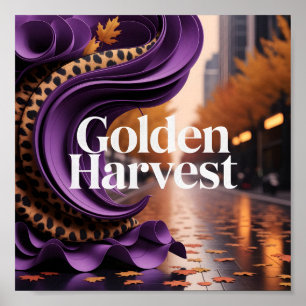 Golden Harvest Lila Leopard Fall Luxus Design Poster