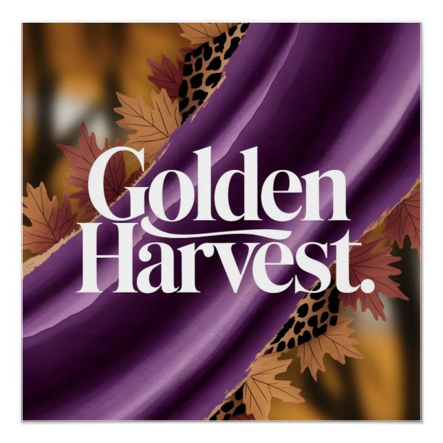 Golden Harvest Luxus Lila Seidenherbstdesign Poster (Vorderseite)
