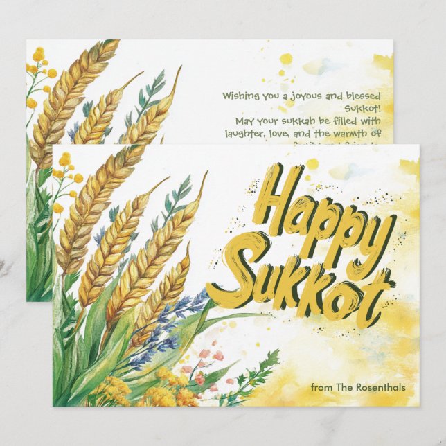 Golden Harvest Sukkot Grußkarte Einladung (Vorne/Hinten)