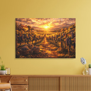 Golden Harvest Vineyard Trauben Wein Wandkunst Leinwanddruck