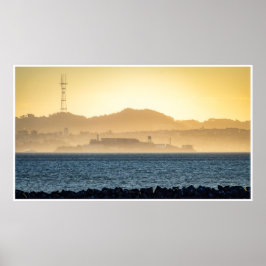 Golden Haze Over Alcatraz Poster
