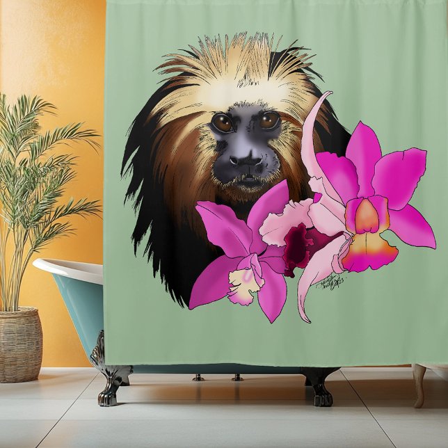 Golden-Headed Löwe Tamarin Monkey Duschvorhang (Von Creator hochgeladen)