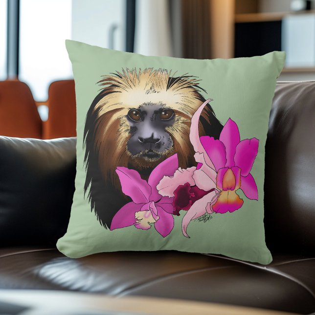 Golden-Headed Löwe Tamarin Monkey Kissen (Von Creator hochgeladen)