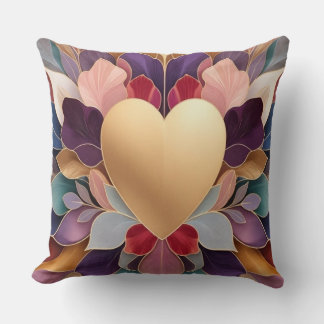 Golden Heart Bloom Elegant Multicolor Floral Sym Kissen
