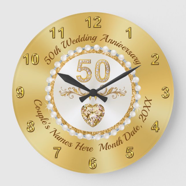 Golden Heart Diamond, 50-jährige Wall-Uhr Große Wanduhr (Vorderseite)