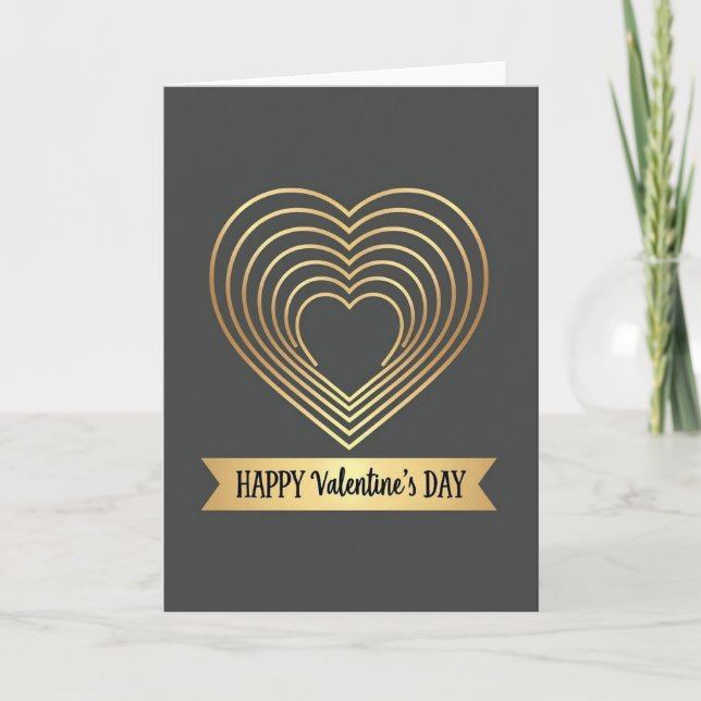 Golden Heart Pattern Valentine Card Karte (Vorderseite)