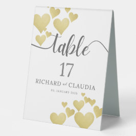 Golden Heartbeat Wedding Tischnummer Card Tischaufsteller