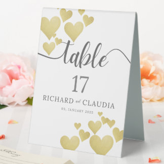Golden Heartbeat Wedding Tischnummer Card Tischaufsteller