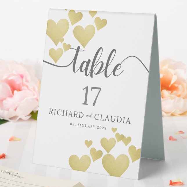 Golden Heartbeat Wedding Tischnummer Card Tischaufsteller (In Situ (Hochzeit))