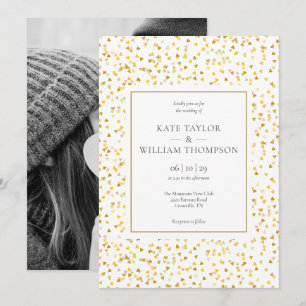Golden Hearts Confetti Faire-part de mariage photo