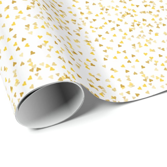 Golden Hearts Confetti Gift Wrap Geschenkpapier (Rolleneckpunkt)