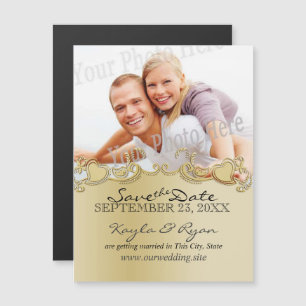 Golden Hearts Foto Save the Date Magneteinladung