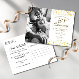 Golden Hearts Foto zum 50. Jubiläum Save the Date Ankündigungspostkarte