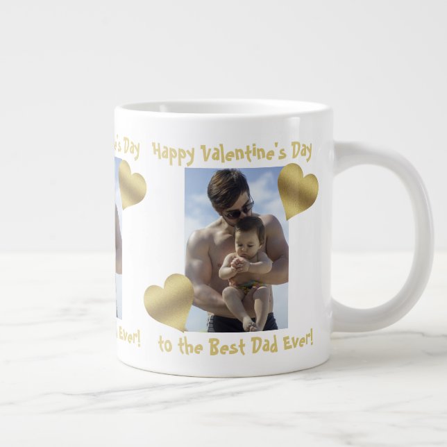 Golden Hearts Happy Valentine's Best Vater Ever Fo Jumbo-Tasse (Rechts)