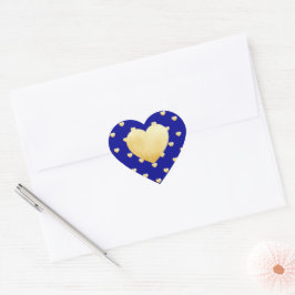 Golden Hearts Pattern auf Royal Blue Herz-Aufkleber