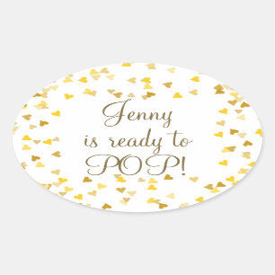 Golden Hearts Sie ist bereit, Baby Shower Favor zu Ovaler Aufkleber