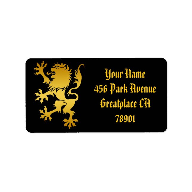 Golden Heraldic Lion Address Lable Adressaufkleber (Vorne)