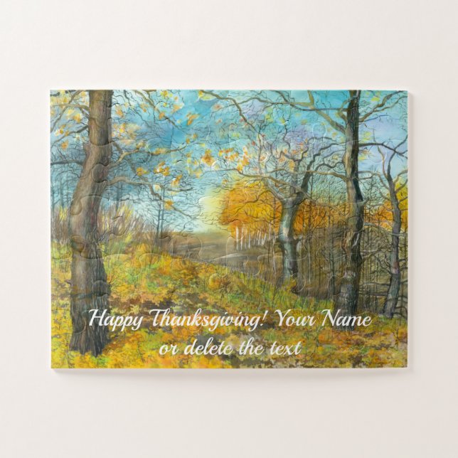 Golden Herbst in einem Eichenhain Aquarell (Horizontal)