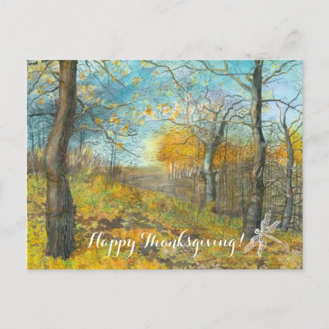 Golden Herbst in einem Eichenhain Aquarell Postkarte (Vorderseite)