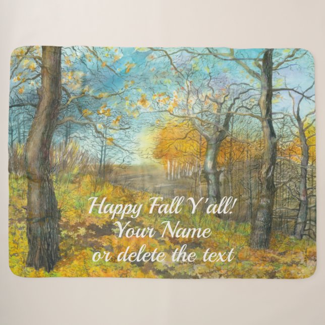 Golden Herbst in einem Eichenhain Aquarell Sherpadecke (Vorderseite (Horizontal))
