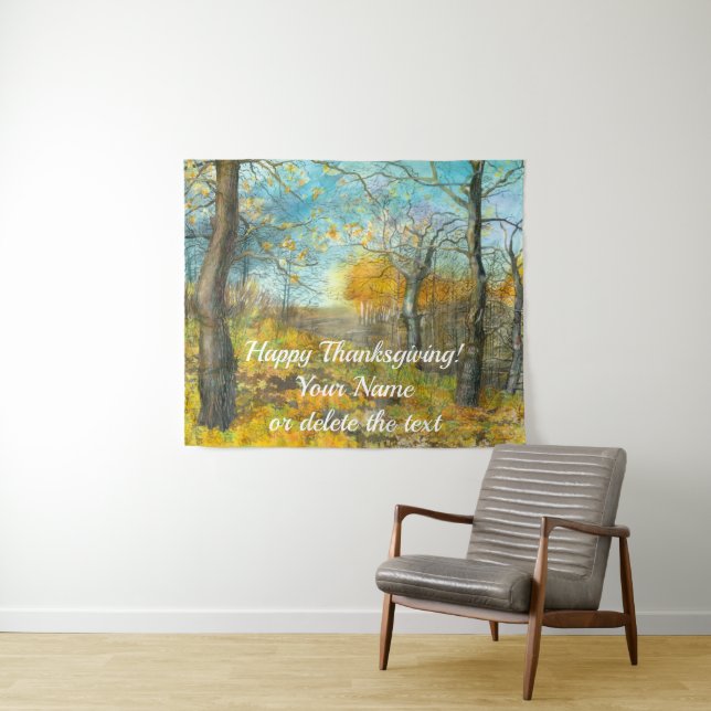 Golden Herbst in einem Eichenhain Aquarell Wandteppich (Beispiel (Horizontal))