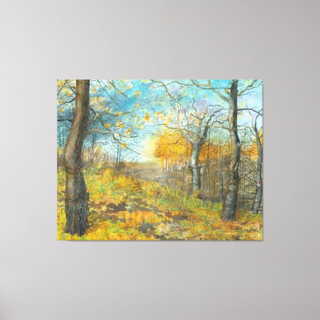 Golden Herbst in einem Eichenhain Leinwanddruck (Vorderseite)