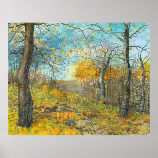 Golden Herbst in einem Eichenhain Poster (Vorne)