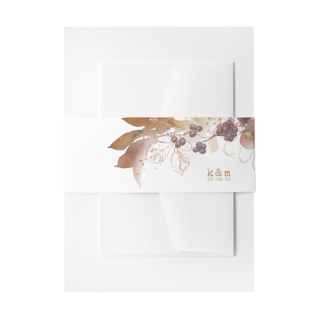 Golden Herbst Wedding Berries ID655 Einladungsbanderole (Vorderseite Beispiel)