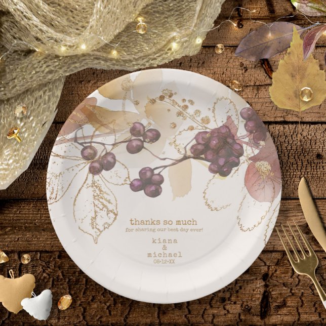 Golden Herbst Wedding Berries ID655 Pappteller (Von Creator hochgeladen)
