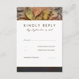 Golden Herbstlaubs Wedding RSVP Card Karte