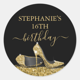 Golden High Heels Custom Birthday Runder Aufkleber