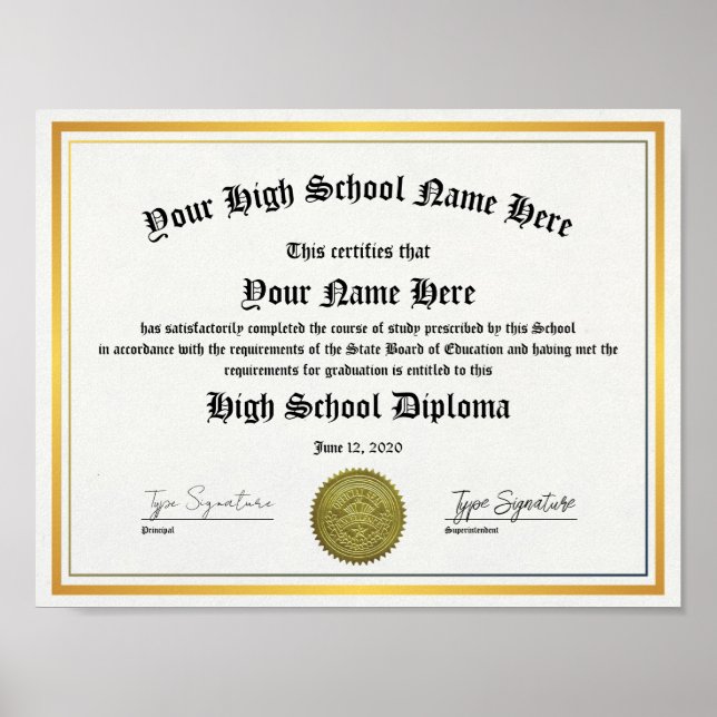 Golden High School Diploma, GED Poster (Vorne)