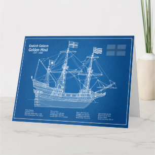 Golden Hind - Schiffskollektorpläne ABD Dankeskarte