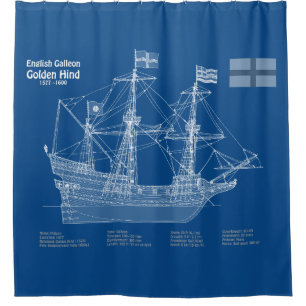 Golden Hind - Schiffskollektorpläne ABD Duschvorhang