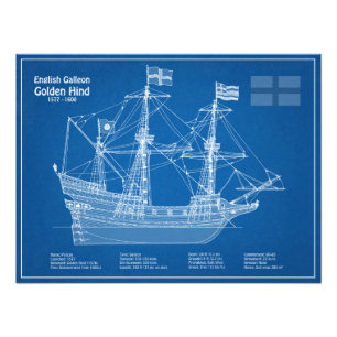 Golden Hind - Schiffskollektorpläne ABD Fotodruck