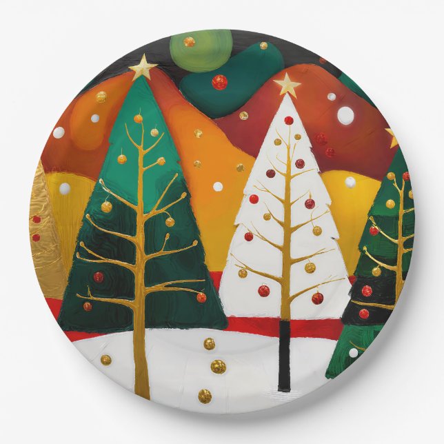 Golden Holiday Grove Pappteller (Vorderseite)