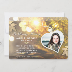 Golden Holiday Heart Photo Sympathy Carte de remer