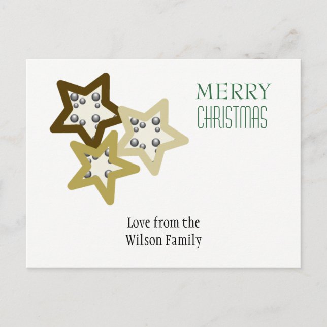 Golden Holiday Stars Feiertagspostkarte (Vorderseite)