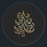 Golden Holiday Tree on Black Christmas Stickers<br><div class="desc">Weihnachtsaufkleber mit schwarzem Hintergrund und goldener Urlaubsholm, der zu unserer Schwarz und Gold Frohe Weihnachtsfotokarte passt! Wir haben die passenden Ferienadressen-Labels und auch Porto-Briefmarke!</div>