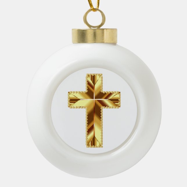 GOLDEN HOLY CROSS KERAMIK Kugel-Ornament (Vorderseite)